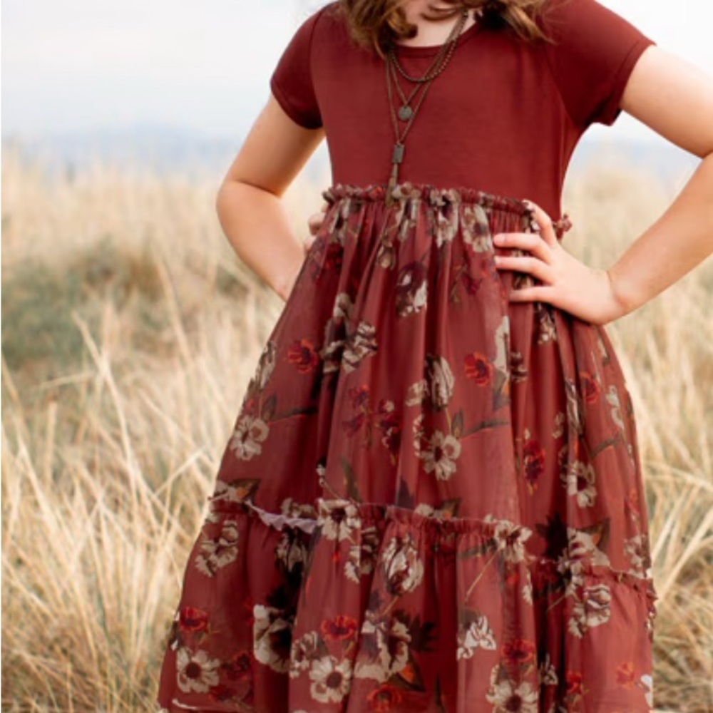 NWT Mia Joy by Joyfolie LORELEI DRESS IN CINNAMON FLORAL. Size 14
